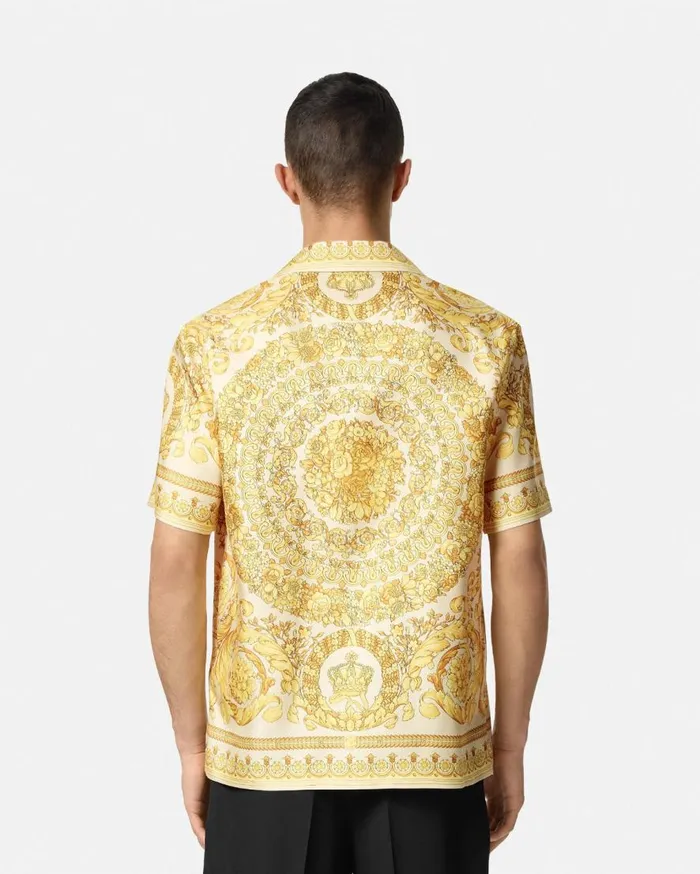 Versace Shirts Barocco Silk Shirt Yellowprint 8211 Men Versace Shirts Barocco Silk Shirt Yellowprint 8211 Men