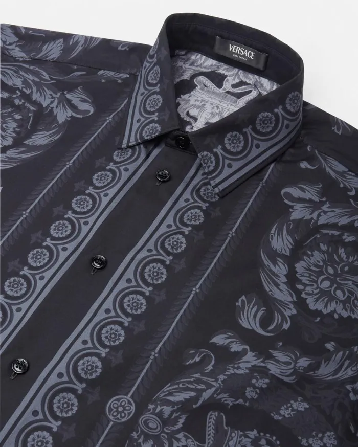 Versace Shirts Cotton Barocco Shirt Blackprint 8211 Men Versace Shirts Cotton Barocco Shirt Blackprint 8211 Men