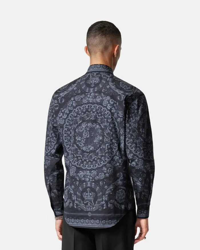 Versace Shirts Cotton Barocco Shirt Blackprint 8211 Men Versace Shirts Cotton Barocco Shirt Blackprint 8211 Men