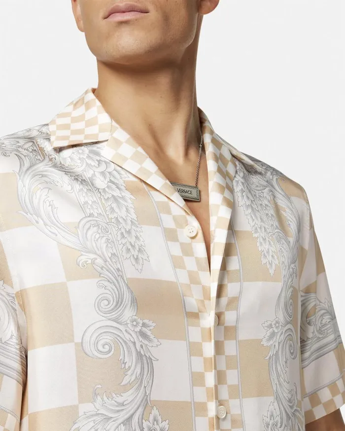 Versace Shirts Medusa Contrasto Silk Shirt Beigeprint 8211 Men Versace Shirts Medusa Contrasto Silk Shirt Beigeprint 8211 Men
