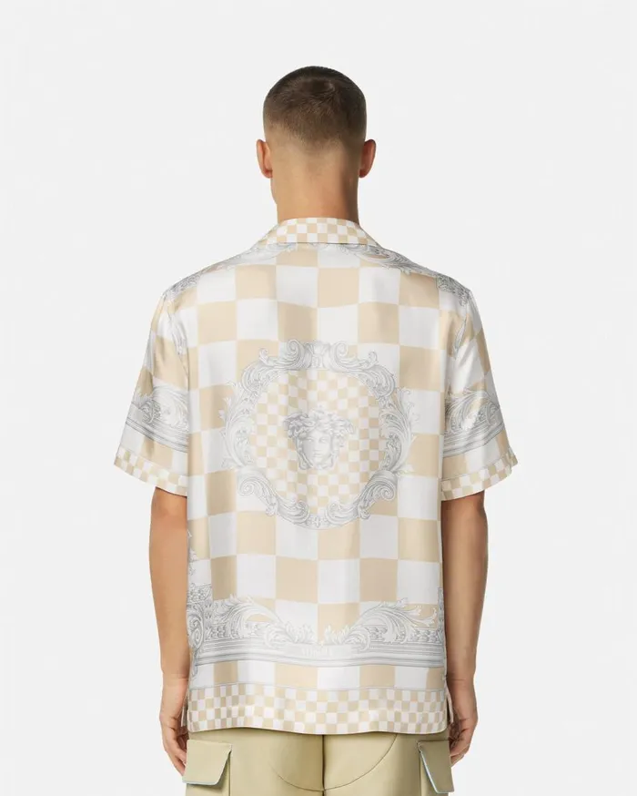 Versace Shirts Medusa Contrasto Silk Shirt Beigeprint 8211 Men Versace Shirts Medusa Contrasto Silk Shirt Beigeprint 8211 Men