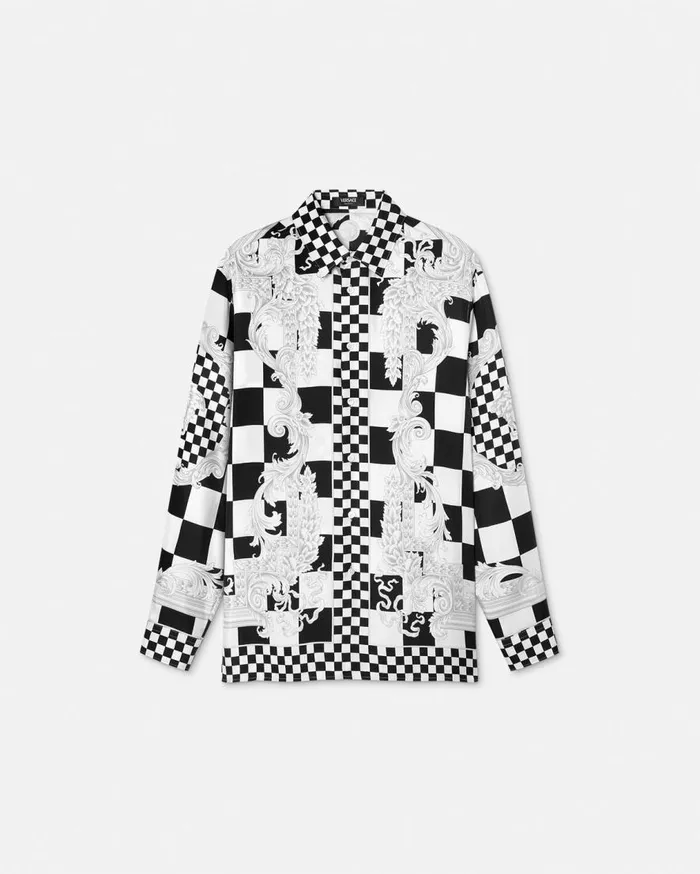 Versace Shirts Medusa Contrasto Silk Shirt Blackprint 8211 Men
