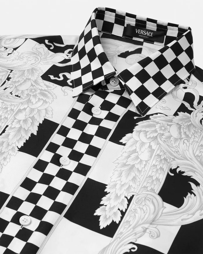 Versace Shirts Medusa Contrasto Silk Shirt Blackprint 8211 Men Versace Shirts Medusa Contrasto Silk Shirt Blackprint 8211 Men