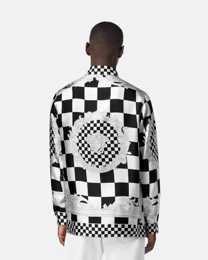 Versace Shirts Medusa Contrasto Silk Shirt Blackprint 8211 Men Versace Shirts Medusa Contrasto Silk Shirt Blackprint 8211 Men
