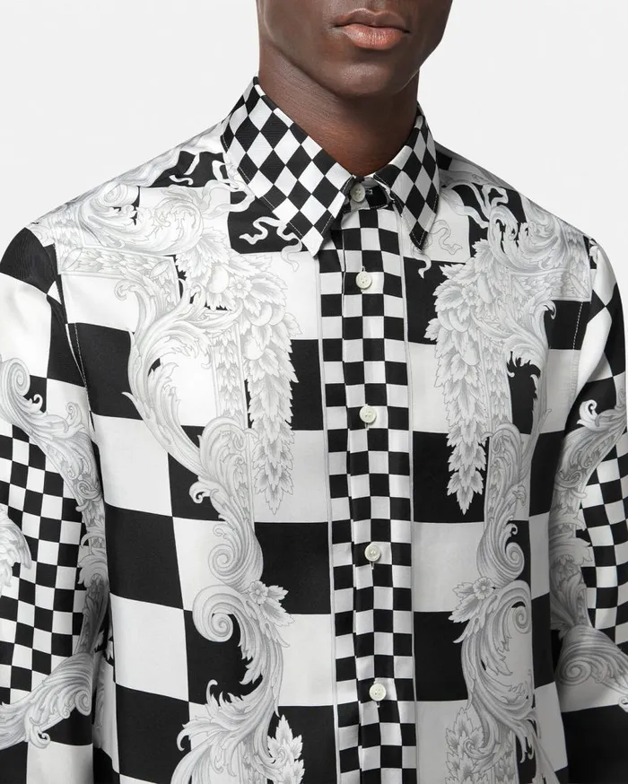 Versace Shirts Medusa Contrasto Silk Shirt Blackprint 8211 Men Versace Shirts Medusa Contrasto Silk Shirt Blackprint 8211 Men