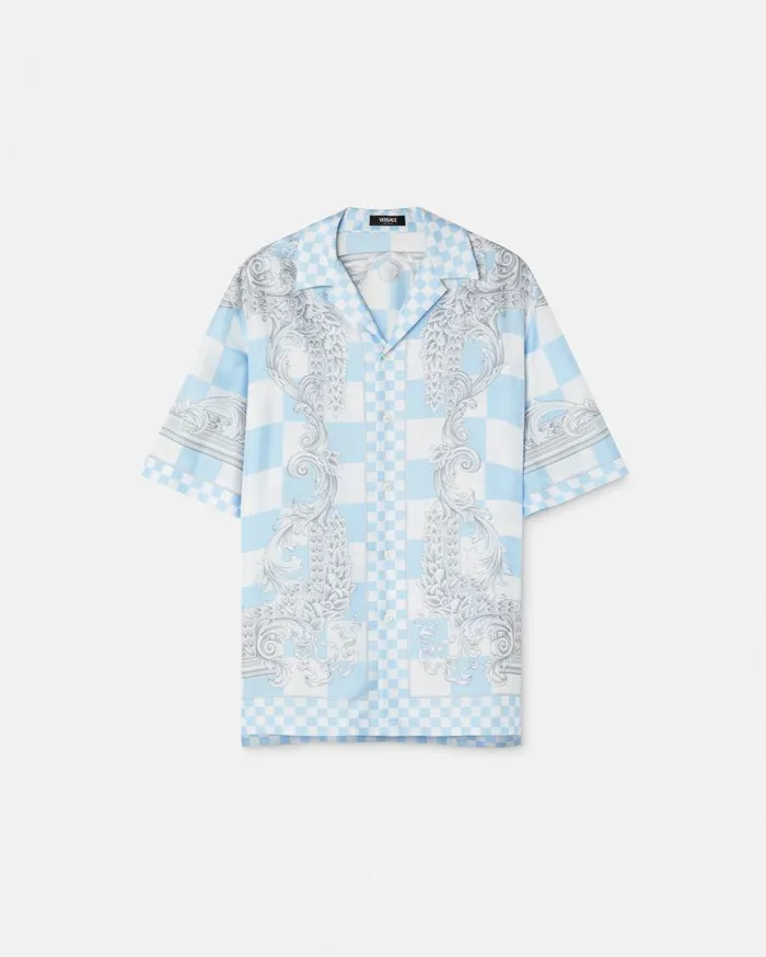 Versace Shirts Medusa Contrasto Silk Shirt Blueprint 8211 Men