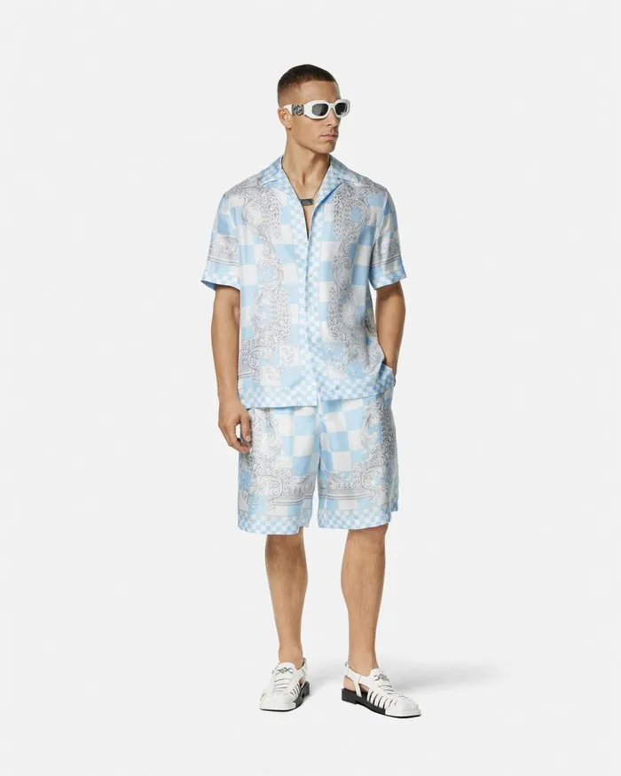 Versace Shirts Medusa Contrasto Silk Shirt Blueprint 8211 Men Versace Shirts Medusa Contrasto Silk Shirt Blueprint 8211 Men