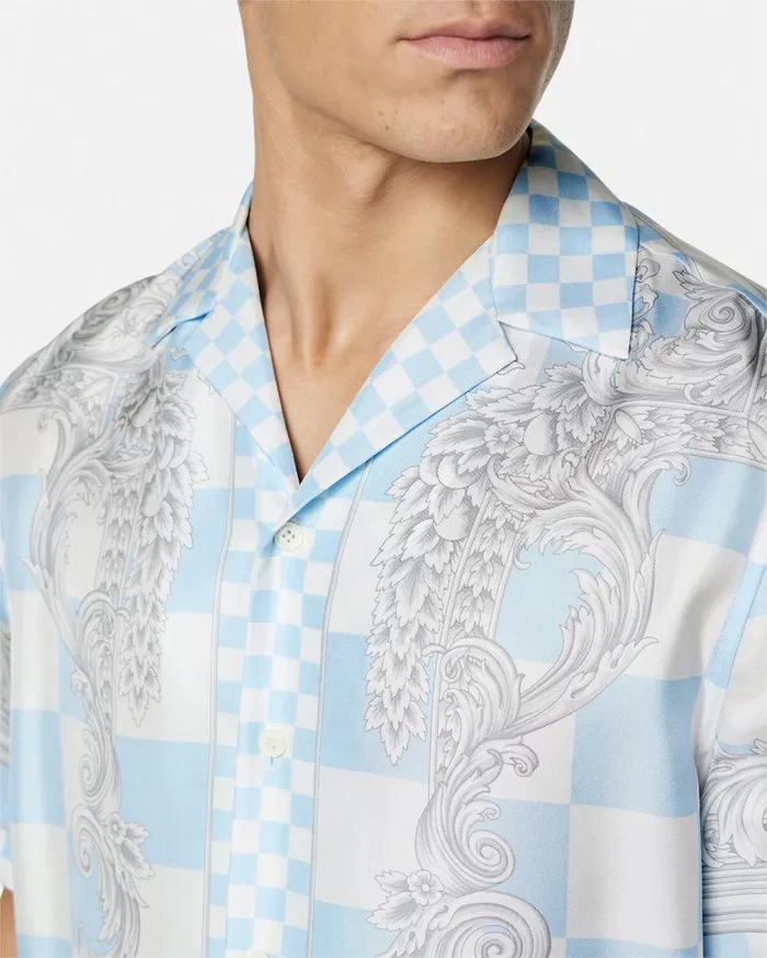 Versace Shirts Medusa Contrasto Silk Shirt Blueprint 8211 Men Versace Shirts Medusa Contrasto Silk Shirt Blueprint 8211 Men