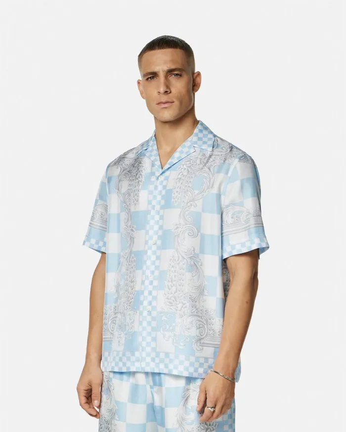 Versace Shirts Medusa Contrasto Silk Shirt Blueprint 8211 Men Versace Shirts Medusa Contrasto Silk Shirt Blueprint 8211 Men