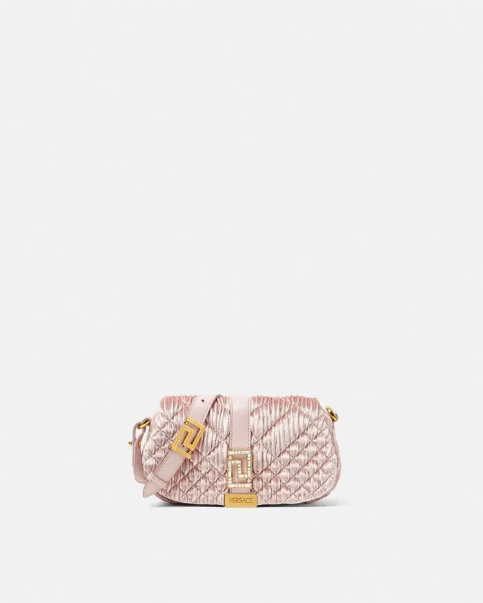 Versace Shoulder and Crossbody Greca Goddess Velvet Mini Bag Pink 8211 Women