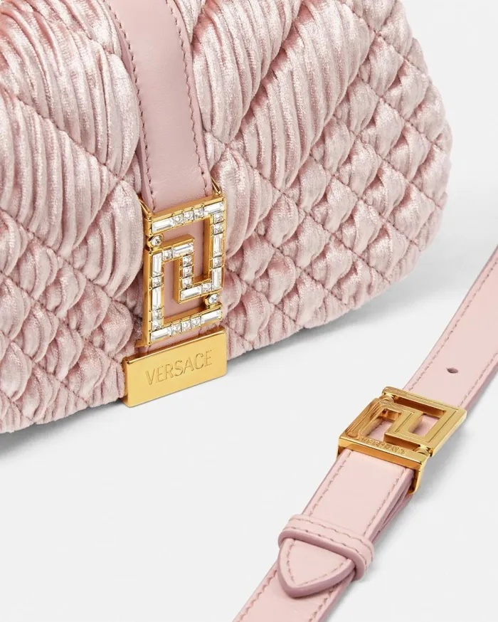 Versace Shoulder and Crossbody Greca Goddess Velvet Mini Bag Pink 8211 Women Versace Shoulder and Crossbody Greca Goddess Velvet Mini Bag Pink 8211 Women