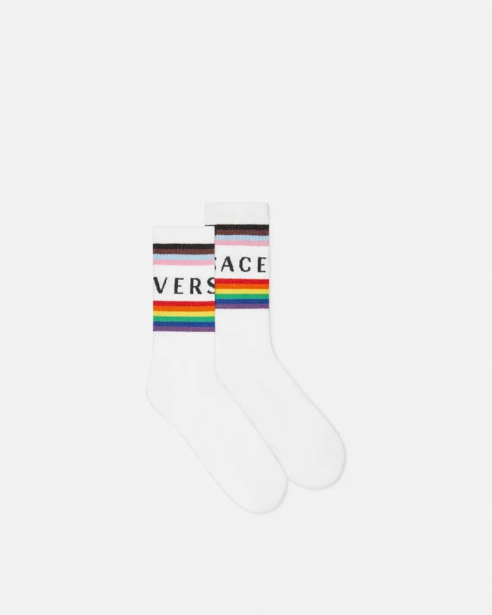 Versace Socks Pride Logo Socks White 8211 WomenMen