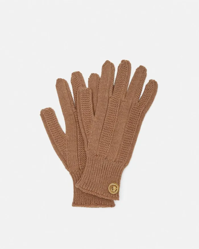 Versace Soft Accessories Medusa Ribbed Knit Gloves Brown 8211 WomenMen