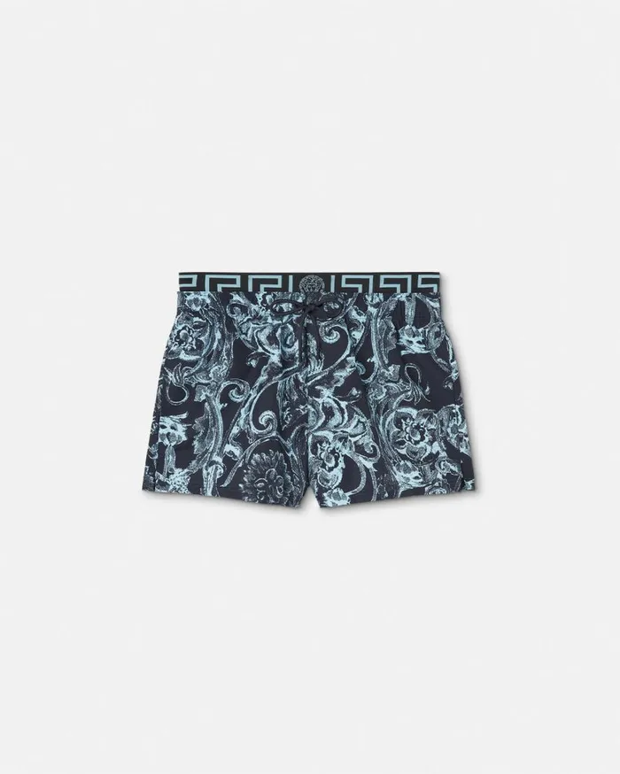Versace Swimwear Barocco Stencil Swim Shorts Blueprint 8211 Men
