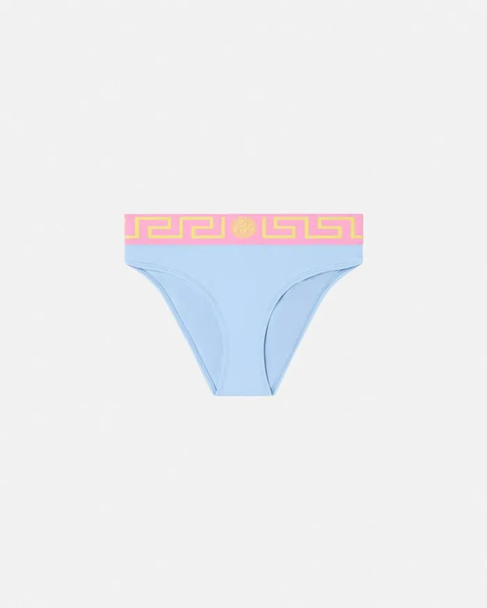 Versace Swimwear Greca Border Bikini Bottoms Light Blue 8211 Women