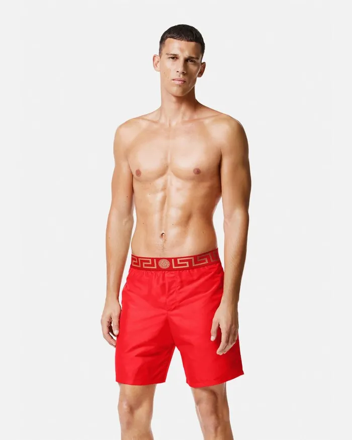 Versace Swimwear Greca Border Boardshorts Red 8211 Men Versace Swimwear Greca Border Boardshorts Red 8211 Men