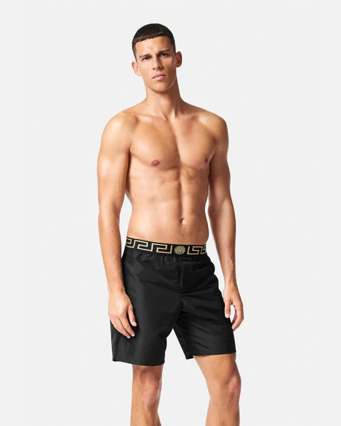 Versace Swimwear Greca Border Mid Boardshorts Black 8211 Men Versace Swimwear Greca Border Mid Boardshorts Black 8211 Men