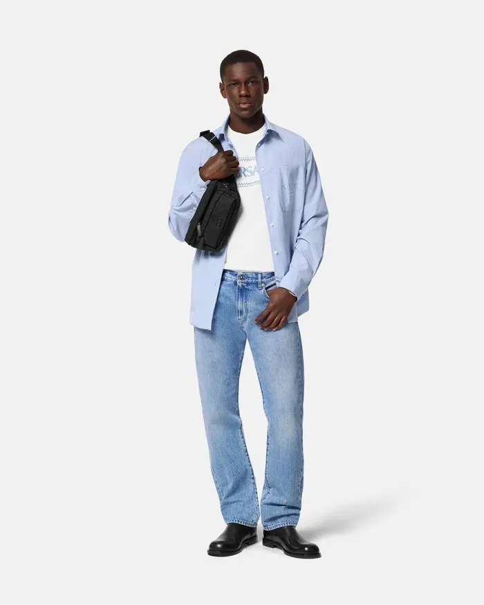 Versace TShirts and Polos Embroidered Logo TShirt White 8211 Men Versace TShirts and Polos Embroidered Logo TShirt White 8211 Men