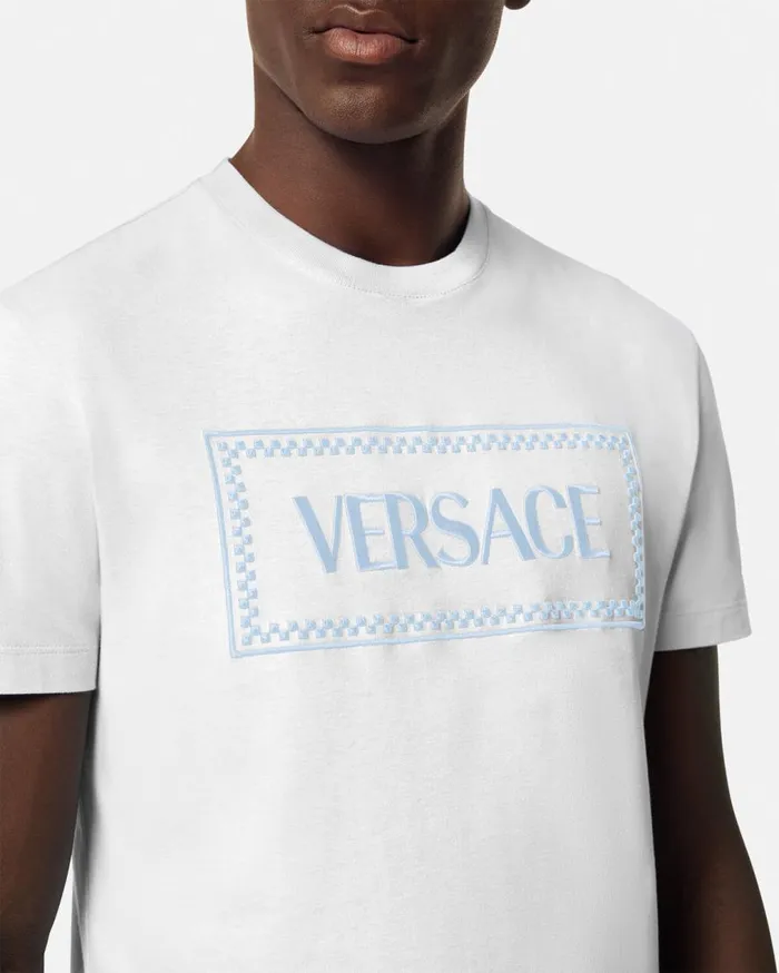 Versace TShirts and Polos Embroidered Logo TShirt White 8211 Men Versace TShirts and Polos Embroidered Logo TShirt White 8211 Men
