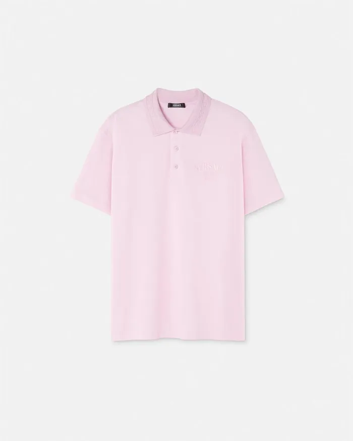 Versace TShirts and Polos Versace Milano Stamp Polo Shirt Light Pink 8211 Men