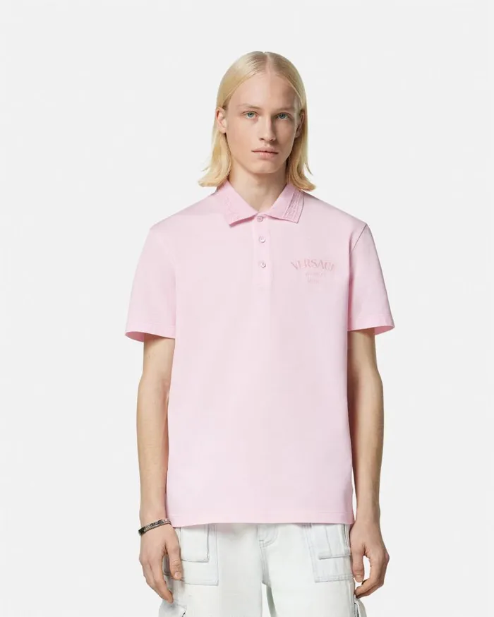 Versace TShirts and Polos Versace Milano Stamp Polo Shirt Light Pink 8211 Men Versace TShirts and Polos Versace Milano Stamp Polo Shirt Light Pink 8211 Men
