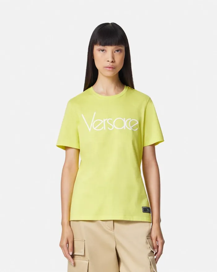 Versace TShirts and Sweatshirts 1978 ReEdition Logo TShirt Yellow 8211 Women Versace TShirts and Sweatshirts 1978 ReEdition Logo TShirt Yellow 8211 Women