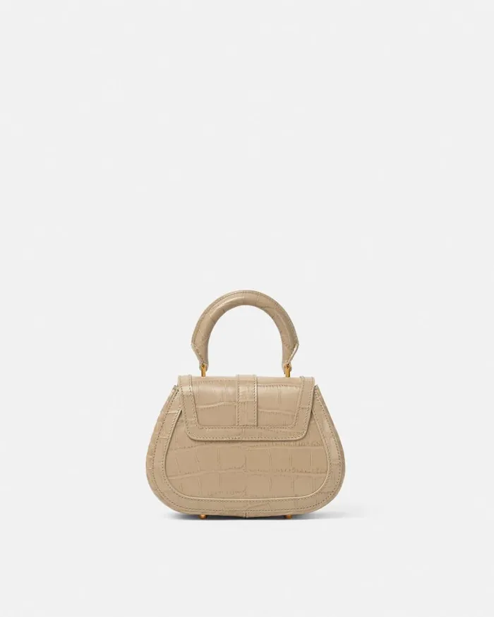 Versace Top Handle CrocEffect Greca Goddess Mini Bag Beige 8211 Women Versace Top Handle CrocEffect Greca Goddess Mini Bag Beige 8211 Women