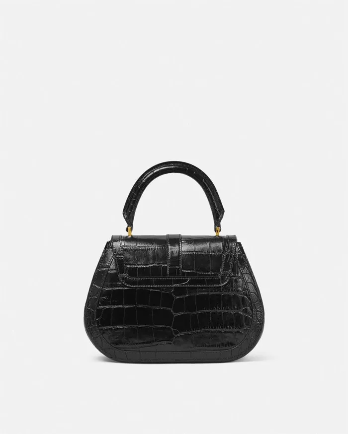 Versace Top Handle CrocEffect Greca Goddess Top Handle Bag Blackgold 8211 Women Versace Top Handle CrocEffect Greca Goddess Top Handle Bag Blackgold 8211 Women