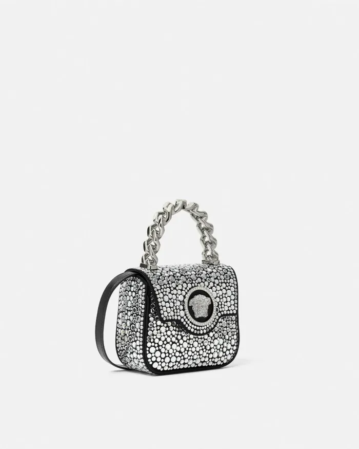 Versace Top Handle Crystal La Medusa Mini Bag Blacksilver 8211 Women Versace Top Handle Crystal La Medusa Mini Bag Blacksilver 8211 Women