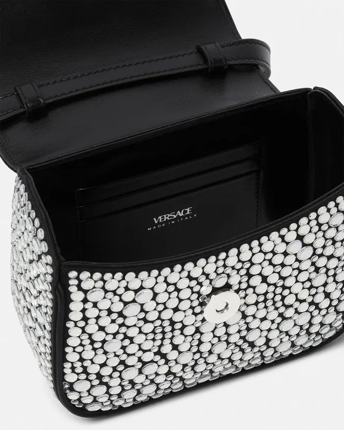 Versace Top Handle Crystal La Medusa Mini Bag Blacksilver 8211 Women Versace Top Handle Crystal La Medusa Mini Bag Blacksilver 8211 Women