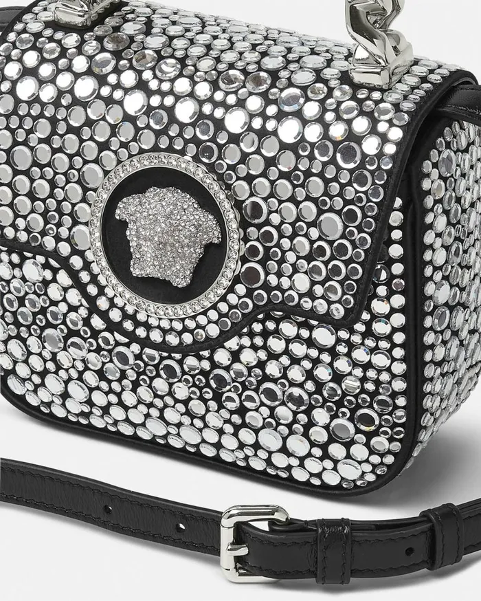 Versace Top Handle Crystal La Medusa Mini Bag Blacksilver 8211 Women Versace Top Handle Crystal La Medusa Mini Bag Blacksilver 8211 Women