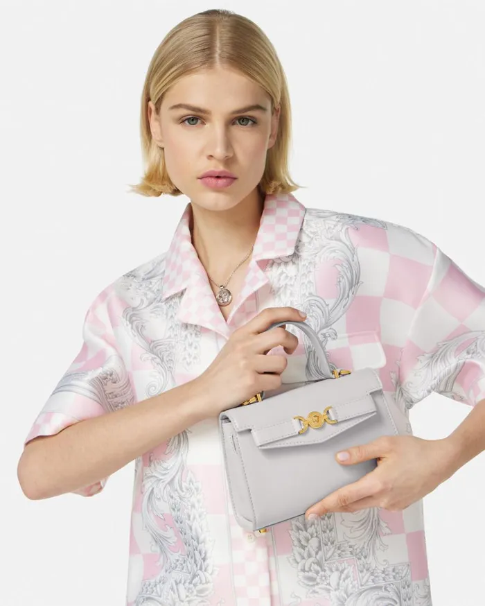 Versace Top Handle Medusa 03995 Small Handbag Gray 8211 Women Versace Top Handle Medusa 03995 Small Handbag Gray 8211 Women