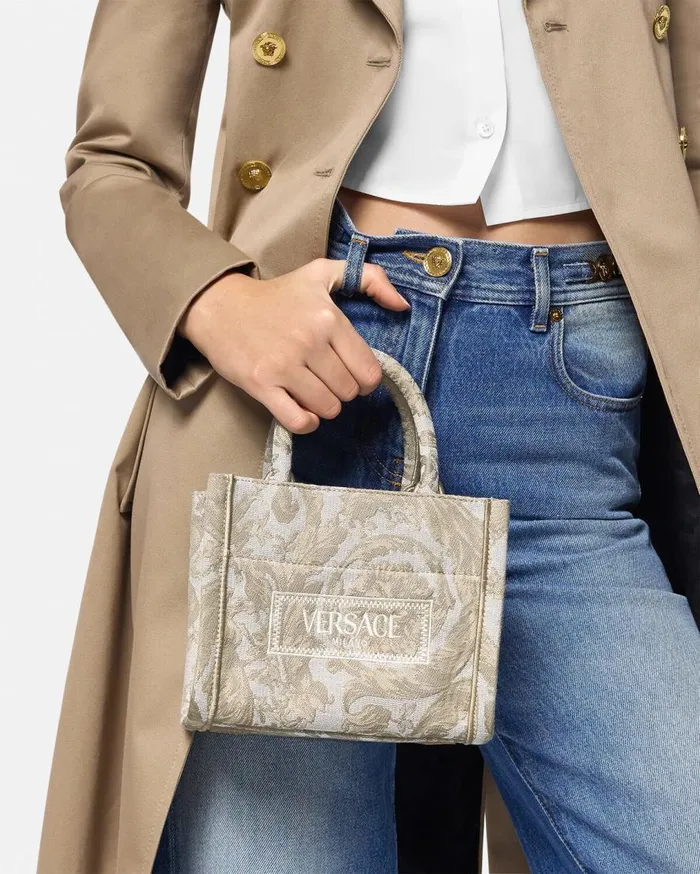 Versace Totes Barocco Athena Extra Small Tote Bag Beigeprint 8211 Women Versace Totes Barocco Athena Extra Small Tote Bag Beigeprint 8211 Women