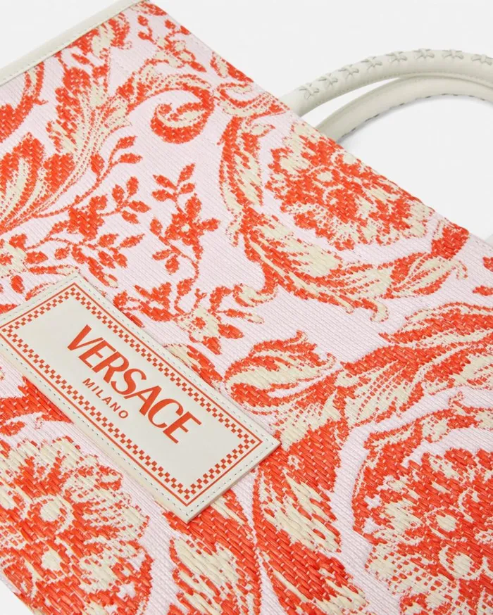 Versace Totes Barocco Athena Raffia Medium Tote Bag Coral 8211 WomenMen Versace Totes Barocco Athena Raffia Medium Tote Bag Coral 8211 WomenMen