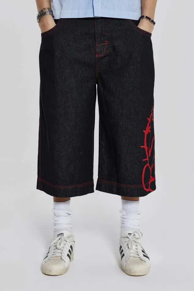 Volume Up Oversized Jorts Black Men Jaded London Shorts and Jorts
