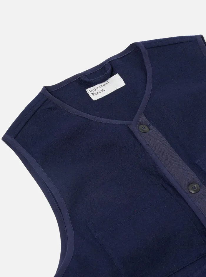 Waistcoats and Gilets Men Universal Works Universal Works 4 Pocket Gilet In Navy Melton