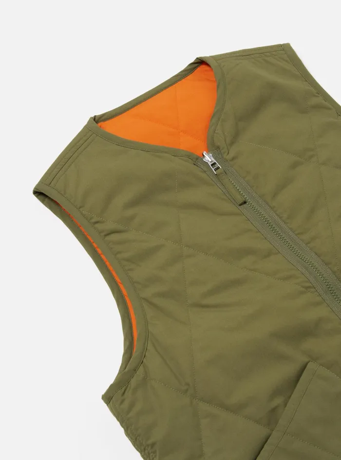 Waistcoats and Gilets Men Universal Works Universal Works Reversible Military Liner Gilet In OliveOrange Recycled Polytech
