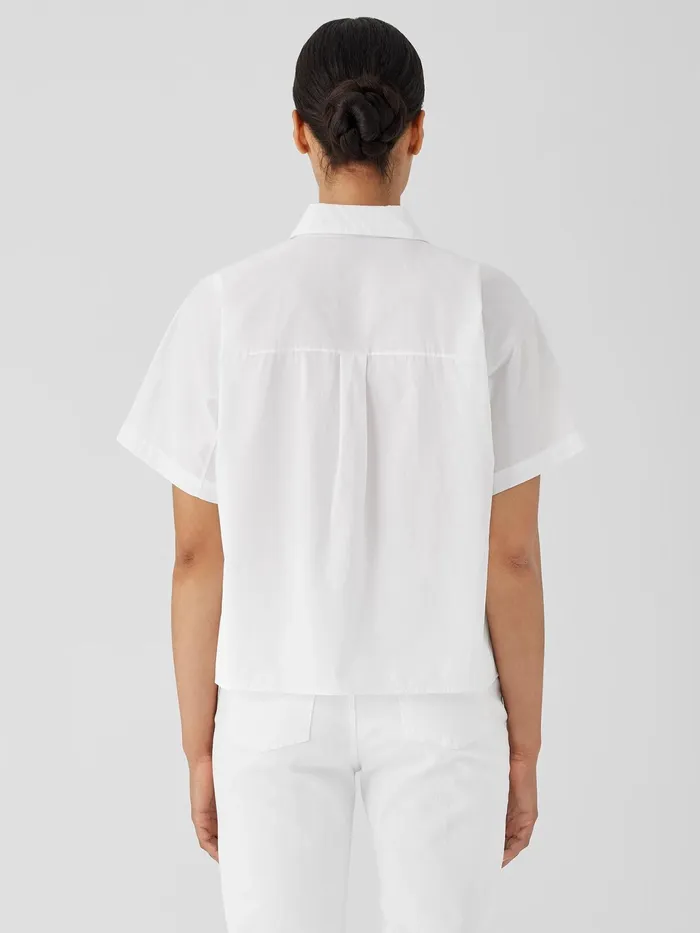 Washed Organic Cotton Poplin ShortSleeve Shirt White Women Eileen Fisher Tops and Tees