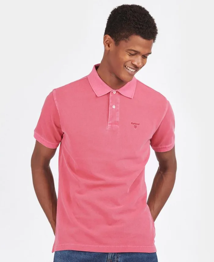 WashedOut Sports Polo Shirt Navy Men Barbour Polo Shirts