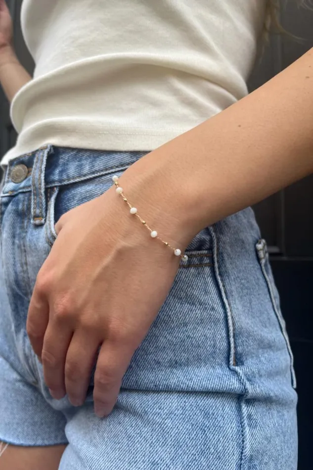 White Bead Bracelet Copper Women Brandy Melville Jewelry