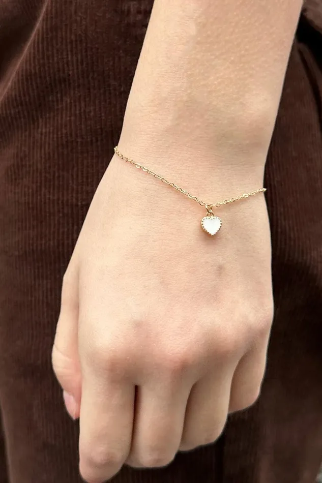 White Heart Bracelet Gold Women Brandy Melville Jewelry