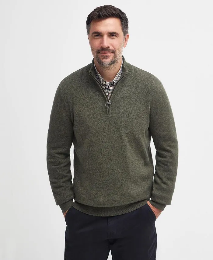 Whitfield HalfZip Jumper Olive Men Barbour Jumpers