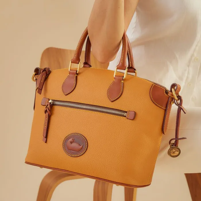 Woman All Weather Leather 30 Domed Satchel 30 Caramel Dooney and Bourke Satchels Woman All Weather Leather 30 Domed Satchel 30 Caramel Dooney and Bourke Satchels