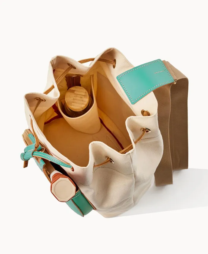 Woman Canvas Pickleball Sling Natural Aqua Dooney and Bourke Shoulder Bags Woman Canvas Pickleball Sling Natural Aqua Dooney and Bourke Shoulder Bags