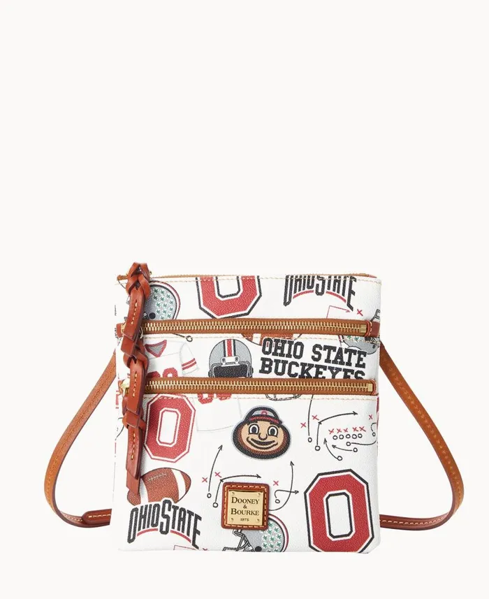 Woman Collegiate Ohio State University N S Triple Zip Crossbody Ohio State Dooney and Bourke Crossbodies