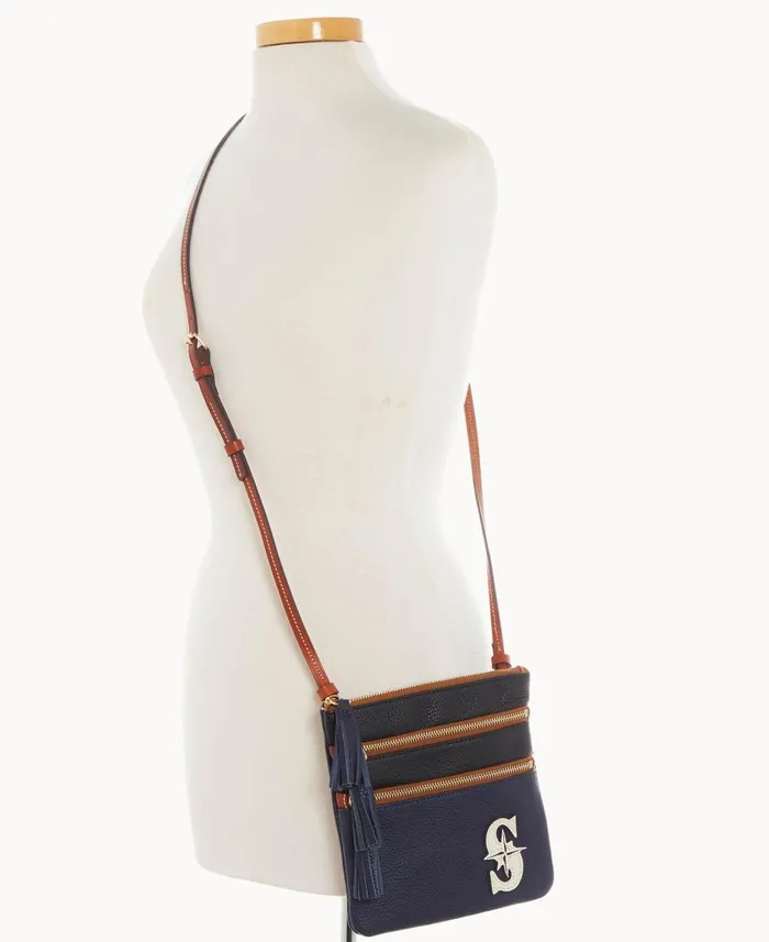 Woman MLB Mariners Triple Zip Crossbody Mariners Dooney and Bourke Crossbodies Woman MLB Mariners Triple Zip Crossbody Mariners Dooney and Bourke Crossbodies