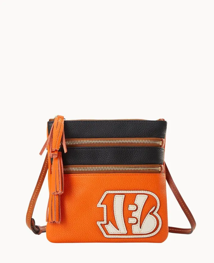 Woman NFL Bengals Triple Zip Crossbody Bengals Dooney and Bourke Crossbodies