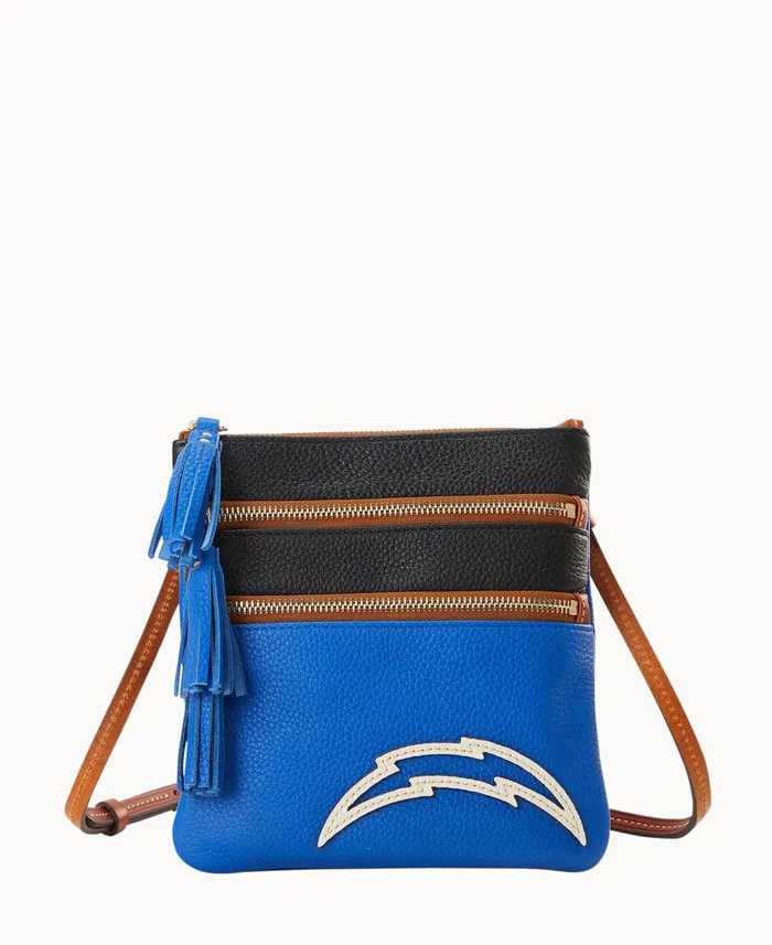 Woman NFL Chargers Triple Zip Crossbody Chargers Dooney and Bourke Crossbodies