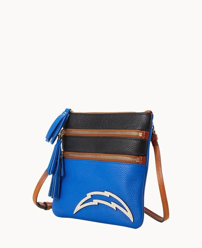 Woman NFL Chargers Triple Zip Crossbody Chargers Dooney and Bourke Crossbodies Woman NFL Chargers Triple Zip Crossbody Chargers Dooney and Bourke Crossbodies