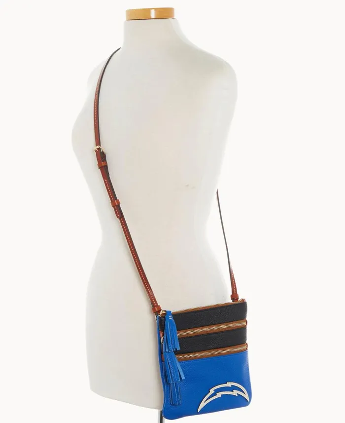 Woman NFL Chargers Triple Zip Crossbody Chargers Dooney and Bourke Crossbodies Woman NFL Chargers Triple Zip Crossbody Chargers Dooney and Bourke Crossbodies